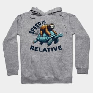 Funny Vintage Sloth Riding Tortoise Speed is Relative Hoodie